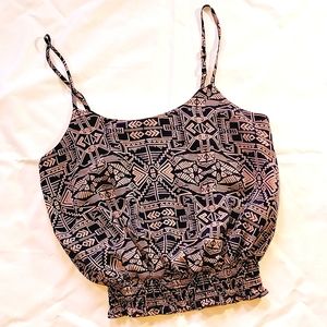 Love, FIRE pink and navy adjustable strap elastic bottom fully lined crop top